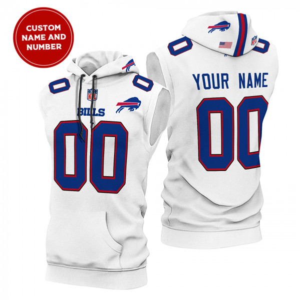 Men's Buffalo Bills Customized White Limited Edition Sleeveless Hoodie Men's Buffalo Bills Customized White Limited Edition Sleeveless Hoodie
